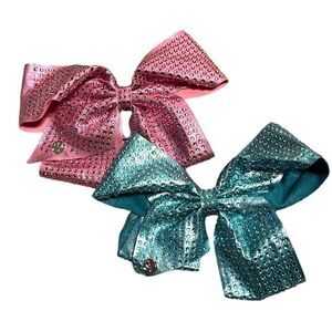 Hair Bows Set Girl’s One Size Pink Blue Rhinestones Clip-in Hair JOJO